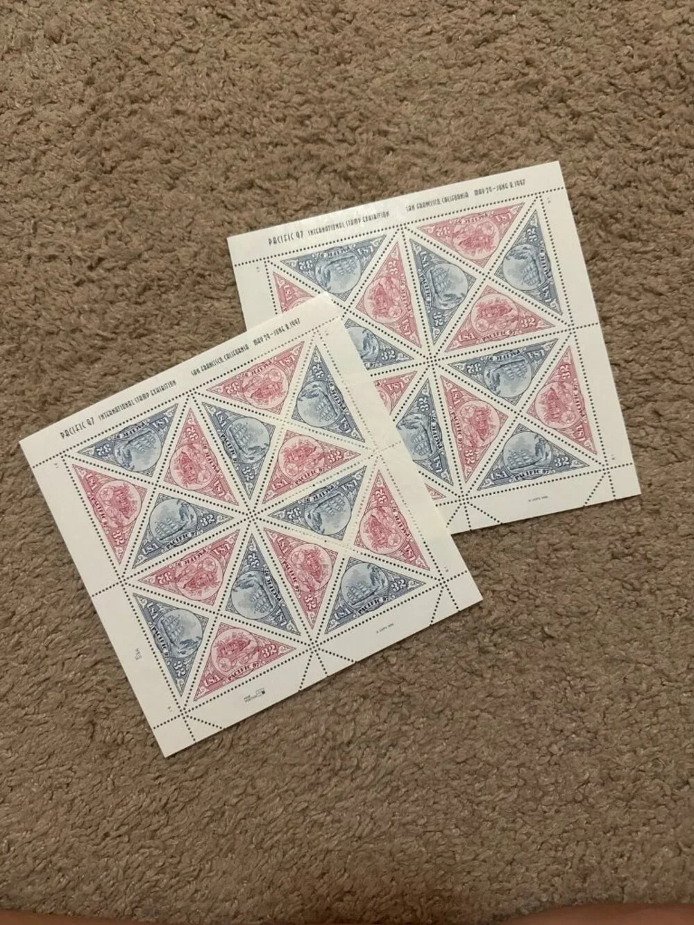 16 triangles internal stamp exhibit 1997 stamps